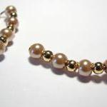 Ear Pins - Champagne Gold Glass Pearls And Gold..