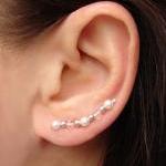 Ear Pins - White Swarovski Pearls, Sparkly Clear..