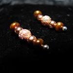Ear Pins - Copper Freshwater Pearls With Stardust..