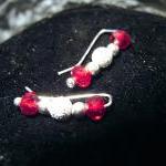 Ear Pins - Faceted Red Crystals With Stardust..