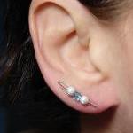 Earring Pins - Silver Stardust And Blue Bead Ear..