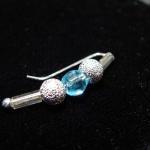 Earring Pins - Silver Stardust And Blue Bead Ear..