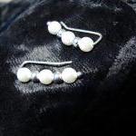 Ear Pins - White Pearls - Swarovski With Sterling..