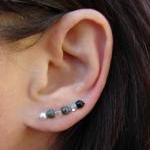 Ear Pins - Gunmetal, White Swarovski Pearls, Black..