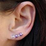 Ear Pins - Purple - Lavender - Orchid Glass Pearls..