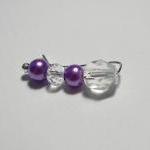 Ear Pins - Purple - Lavender - Orchid Glass Pearls..