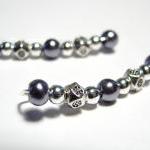 Ear Pins Blue, Gunmetal, Silvery Glass Pearl And..