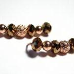Ear Pins - Copper Tones Sparkly Crystals And..
