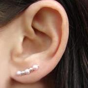 Ear Pins - Sterling Silver and Pink Swarovski Pearl Earrings - Pair