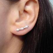 Ear Pins - White Pearls - Swarovski with Sterling Beads and Sterling Filled Pins - Pair