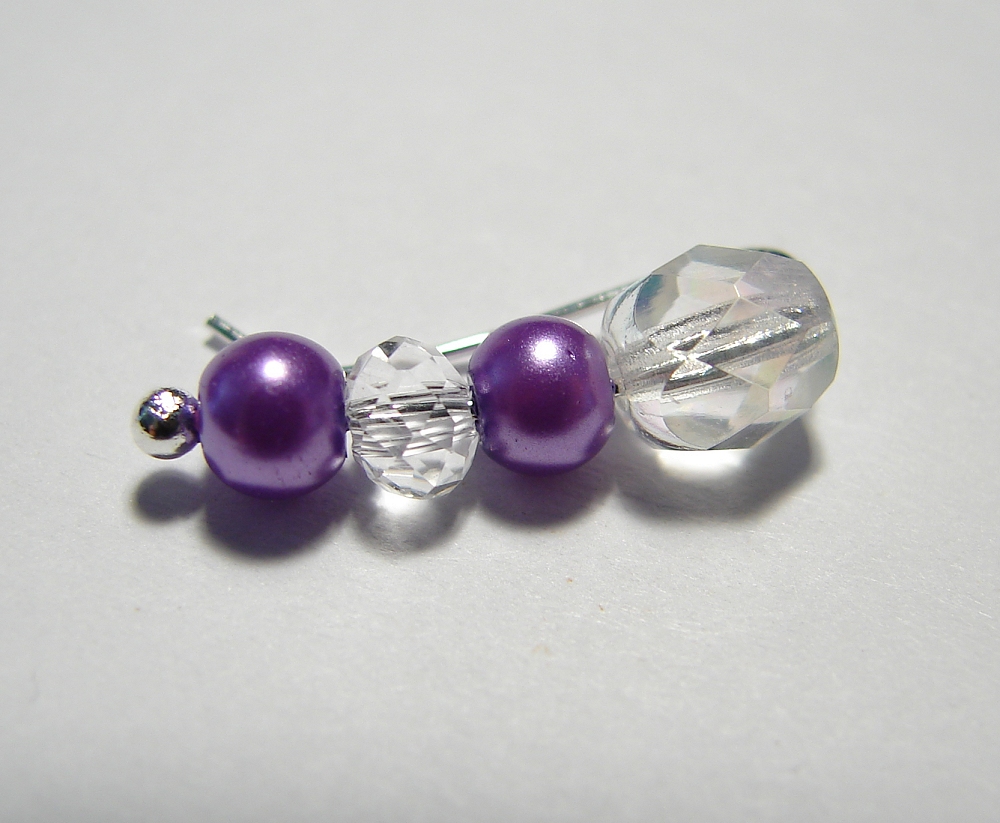 Ear Pins - Purple - Lavender - Orchid Glass Pearls And Silver - Pair Earrings - Earring Pins