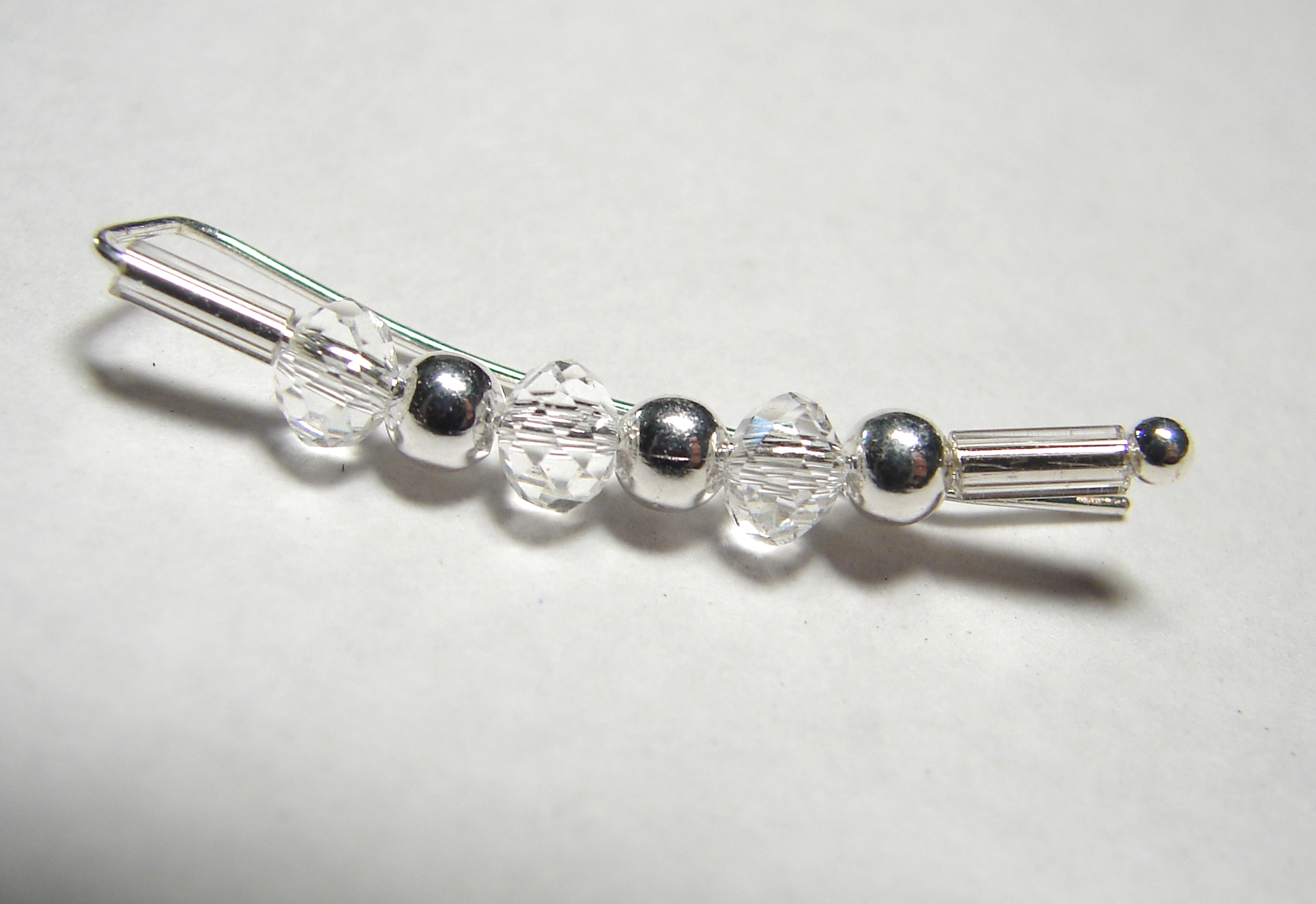 Ear Pins, Earring Pins Silver And Faceted Crystals Pair Earrings